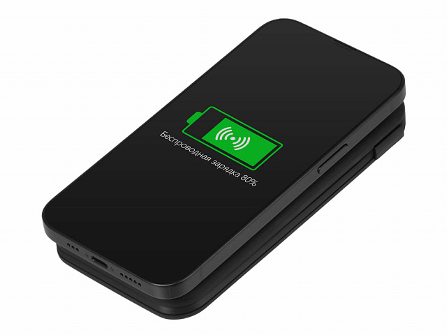 Внешний беспроводной аккумулятор с подсветкой лого «Astro», soft-touch, 10000 mAh, черный
