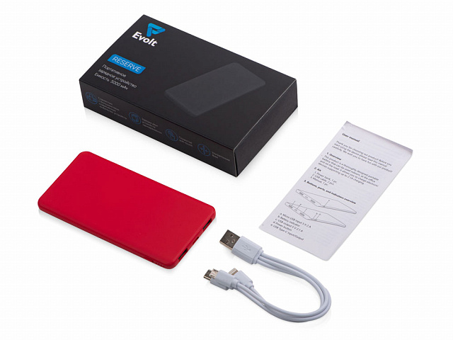 Внешний аккумулятор «Reserve» с USB Type-C, 5000 mAh, красный