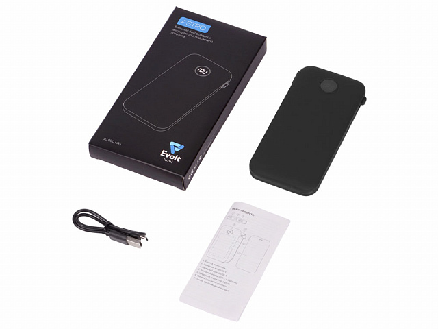 Внешний беспроводной аккумулятор с подсветкой лого «Astro», soft-touch, 10000 mAh, черный