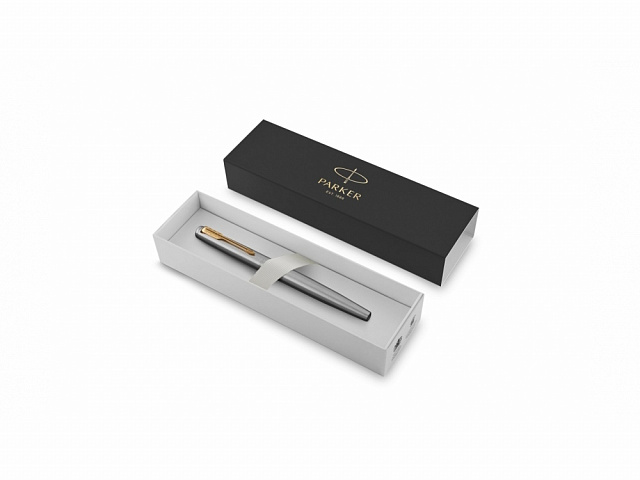 Ручка перьевая Parker Jotter Stainless, M, серебристый, золотистый, черный