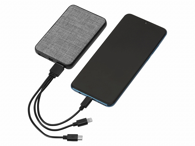 Внешний аккумулятор из rPET «Reborn», 5000 mAh, серый