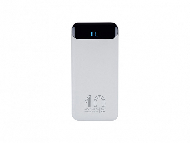 Внешний аккумулятор с дисплеем, 10000 mAh, белый