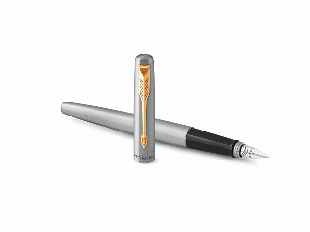 Ручка перьевая Parker Jotter Stainless, M, серебристый, золотистый, черный