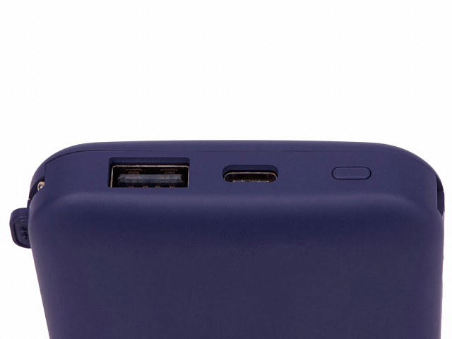 Внешний беспроводной аккумулятор с подсветкой лого «Astro», soft-touch, 10000 mAh, темно-синий