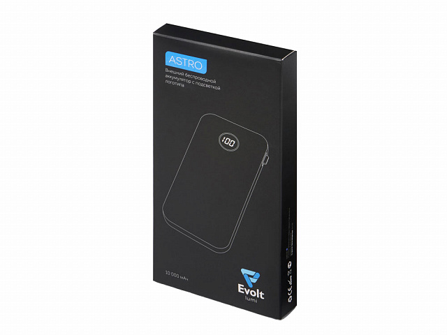 Внешний беспроводной аккумулятор с подсветкой лого «Astro», soft-touch, 10000 mAh, темно-синий