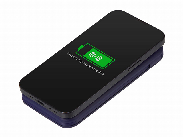 Внешний беспроводной аккумулятор с подсветкой лого «Astro», soft-touch, 10000 mAh, темно-синий